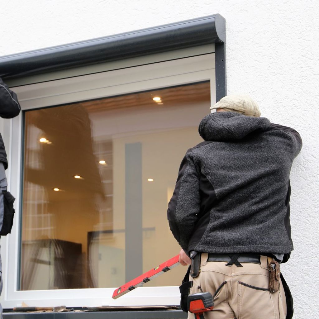 Manual to electric roller shutter being installed